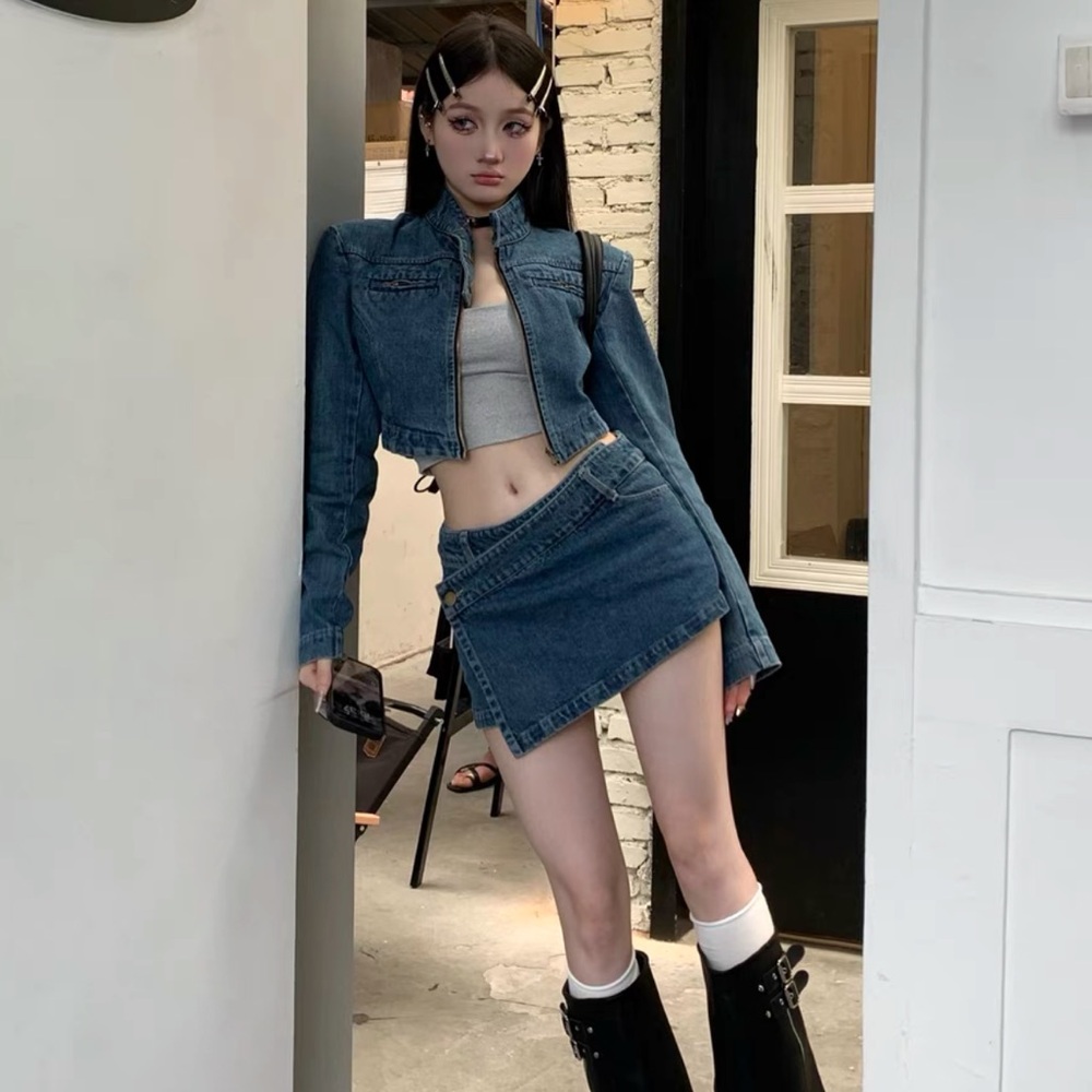 asymmetrical denim skort